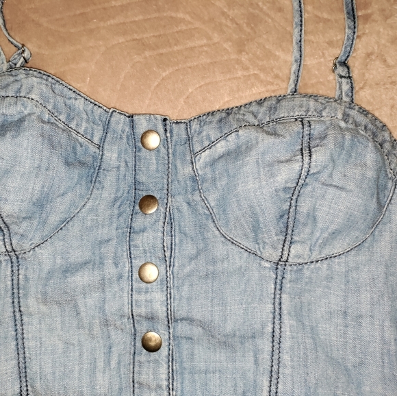 Delia's | Snap Up Denim Bustier Cropped Top Size XS - Picture 5 of 9